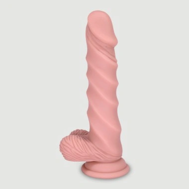 Gaston 20,5 cm Wavy Realistic Silicone Dildo with Balls & Suction Cup - Flesh