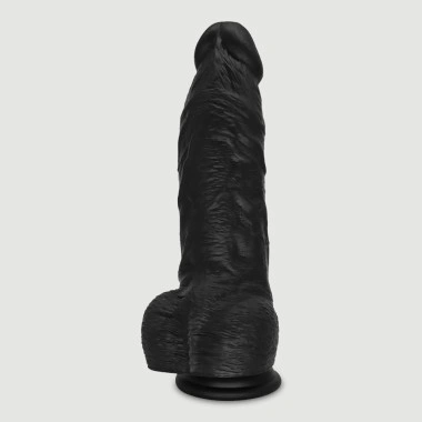 Arlan 23,5cm Silicone Realistic Dildo with Balls & Suction Cup - Black