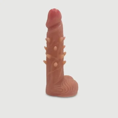 18,5 cm Dotted Realistic Silicone Dildo For Sexopolis Sex Machines - Brown