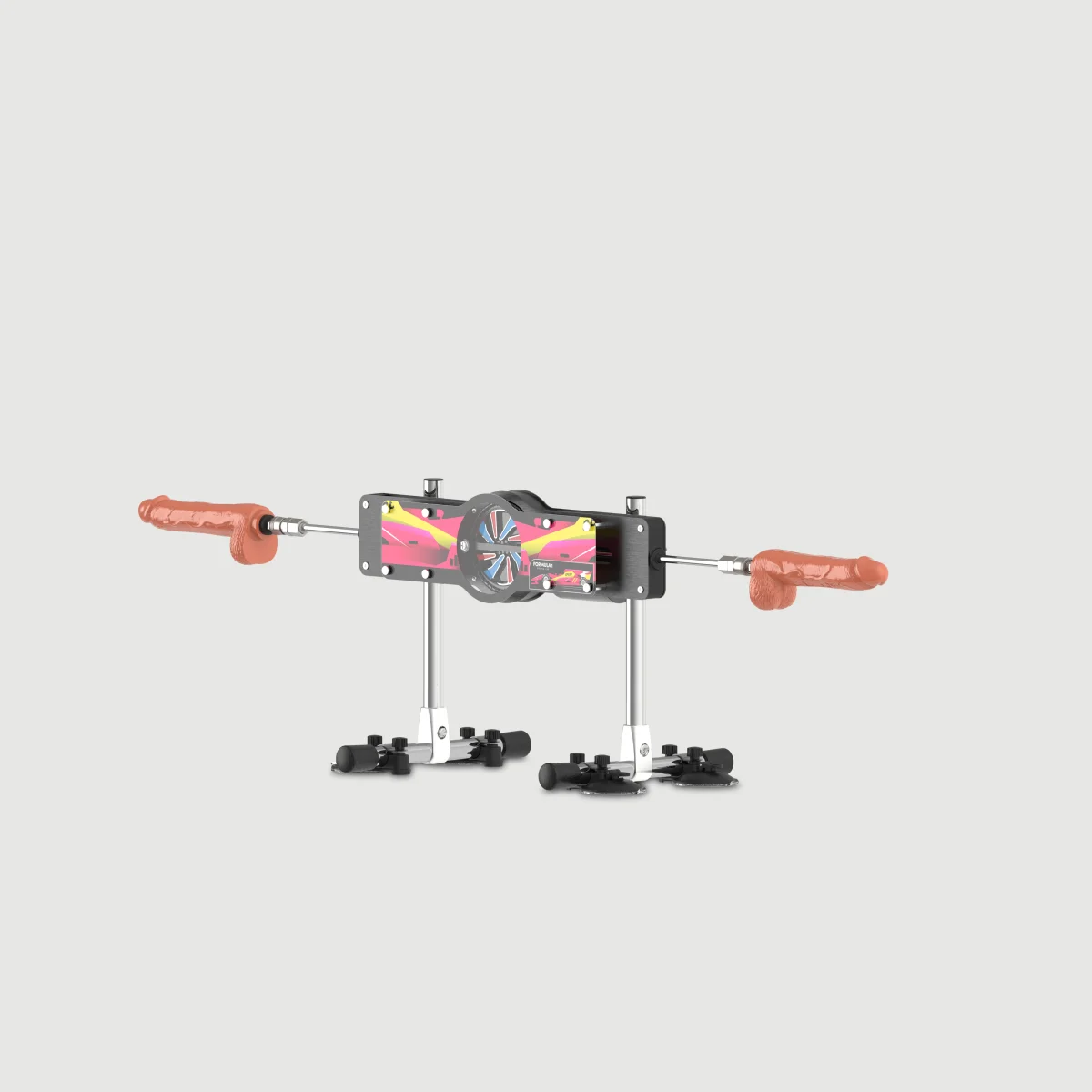 Double Trouble Premium Heating & Vibrating Multifunction Sex Machine - Black by Sexopolis